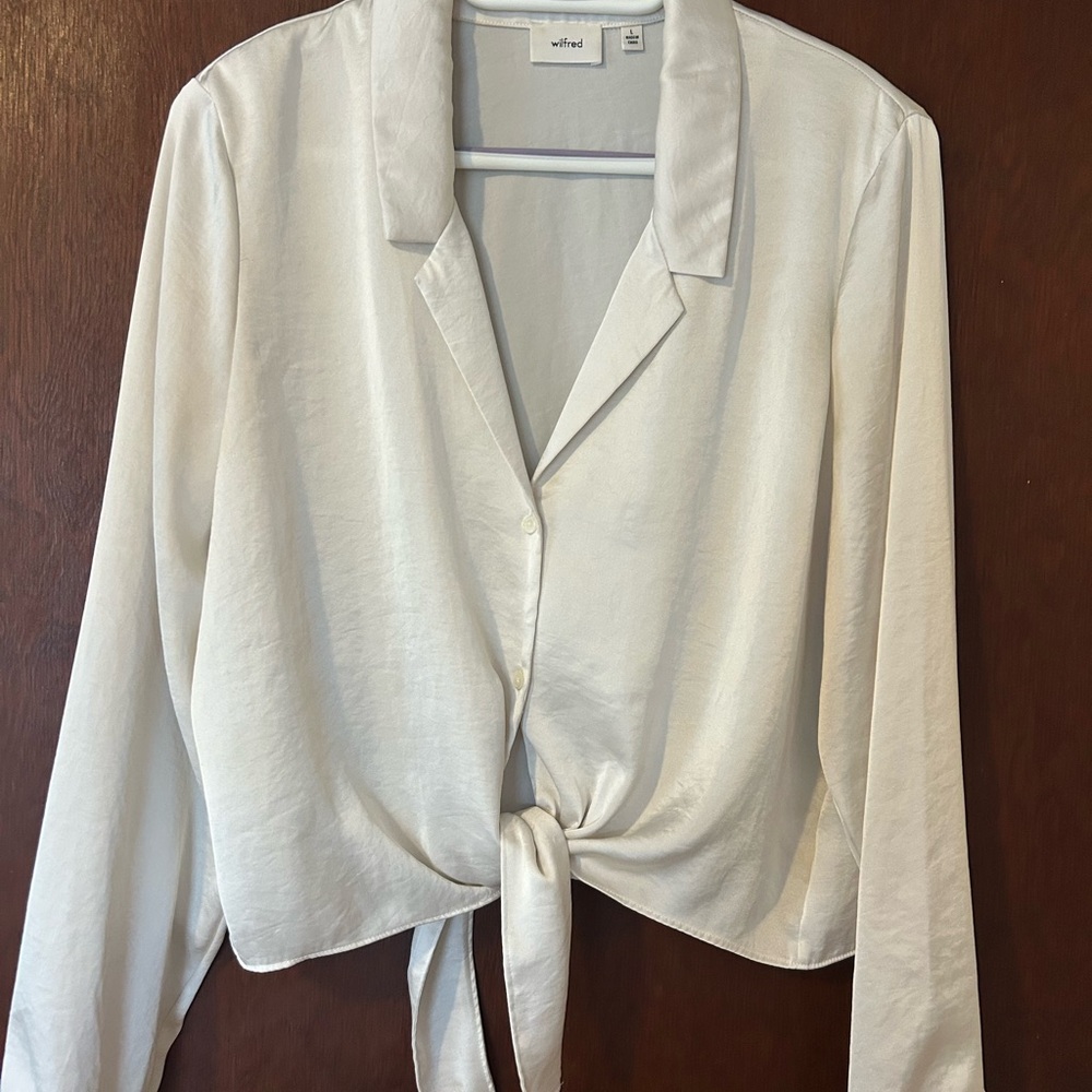 Wilfred Women's Ivory Button-Down Tie Shirt